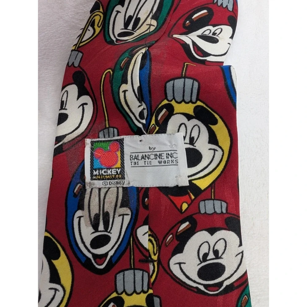 Vintage Disney Mickey‎ Mouse Christmas Tie Balancine Necktie Red 46